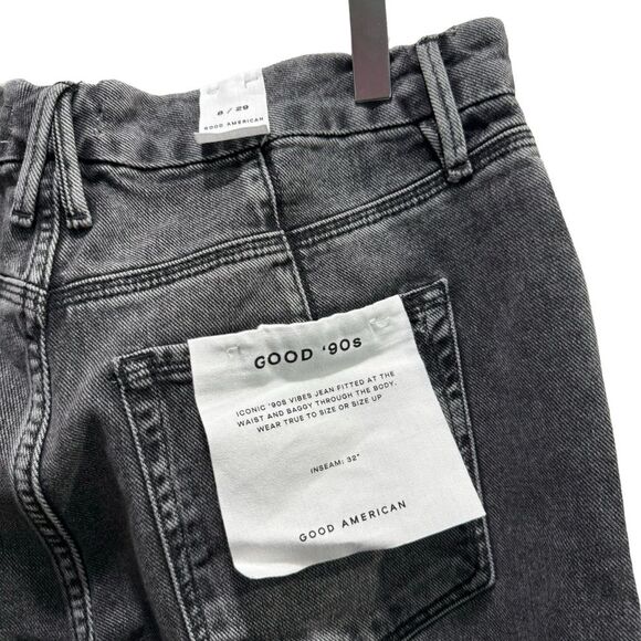 Good American Good 90s Icon Black Straight Leg Jeans Size 8 - Picture 9 of 13